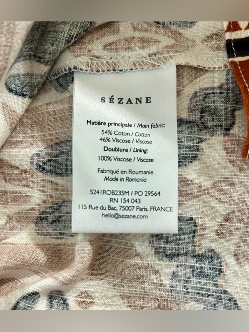 Sezane Alana Dress, Halter Midi Dress Size 42 / US 10, Rust Brown, Black, Cream - Picture 12 of 16